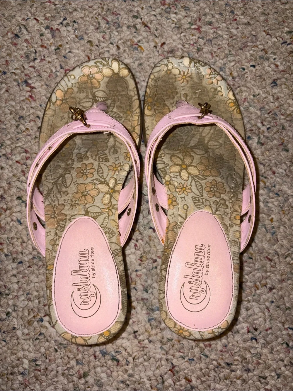 Girls' Pink Floral Slip-On Sandals